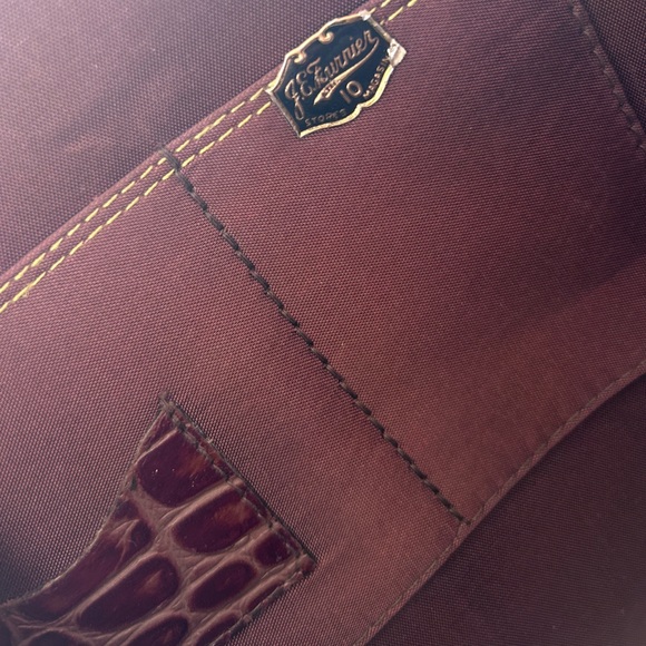 Vintage J.E Fournier Montreal Croc Embossed Leather Clutch Brown Envelope Bag - Picture 4 of 4